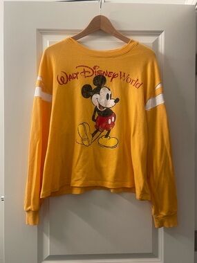 Disney Yellow Crewneck Sweatshirt with Classic Logo